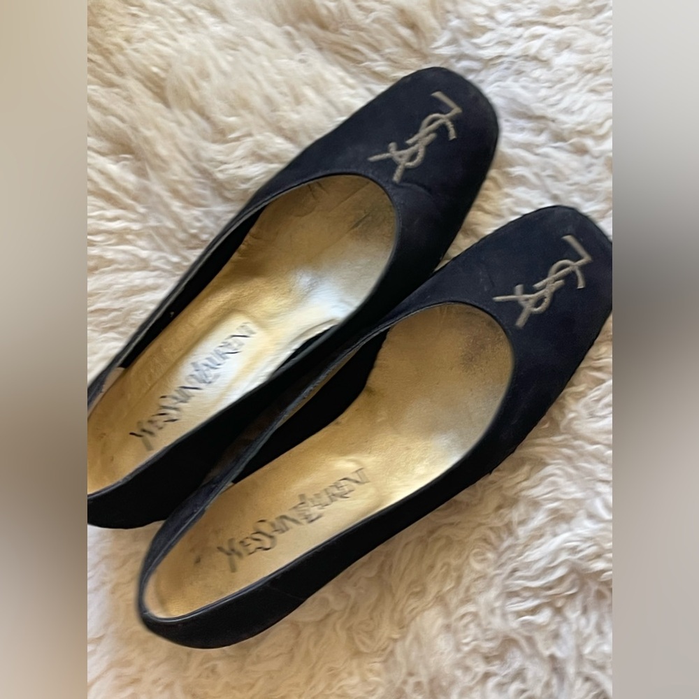 Vintage YSL black suede wedges